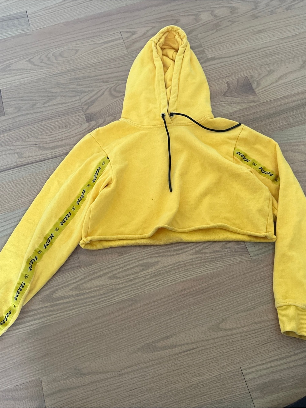 Kith yellow cropped hoodie